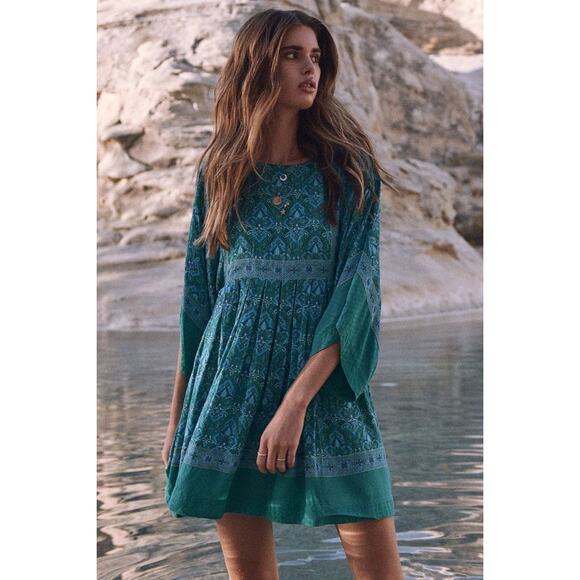 NWT SPELL DESIGNS & THE GYPSY COLLECTIVE TURQUOISE JEWEL TUNIC DRESS EMERALD XS - Picture 12 of 13